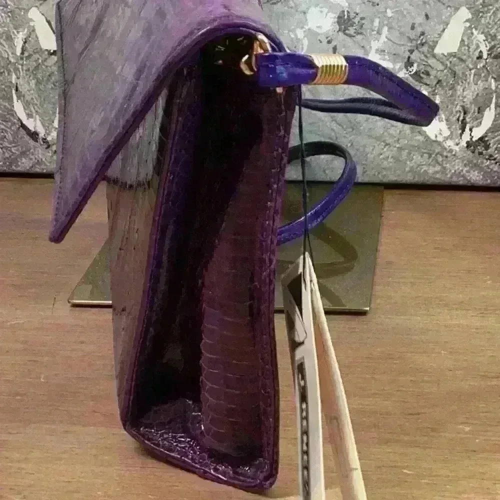 Purple Snake Skin Vintage Clutch / Crossbody Bag